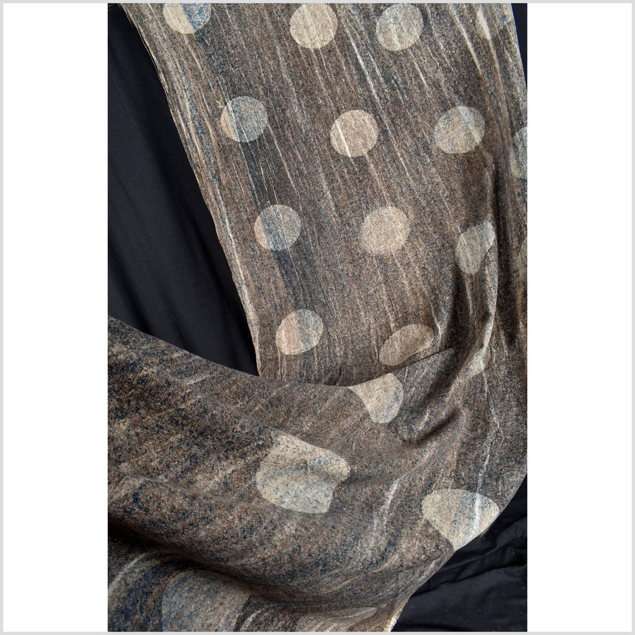 Circle pattern ethnic textile, brown, blue, beige, batik fabric, 100% cotton, handmade tie dye natural color, shibori fabric PHA168