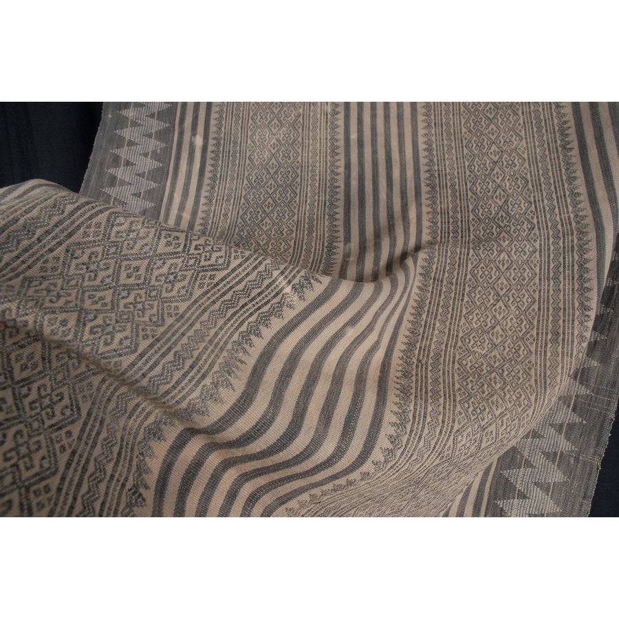 Copy of Naga Hmong boho tribal blanket neutral brown beige gray tan black distressed cotton vintage handwoven tapestry India textile runner fabric ethnic decor VB29a