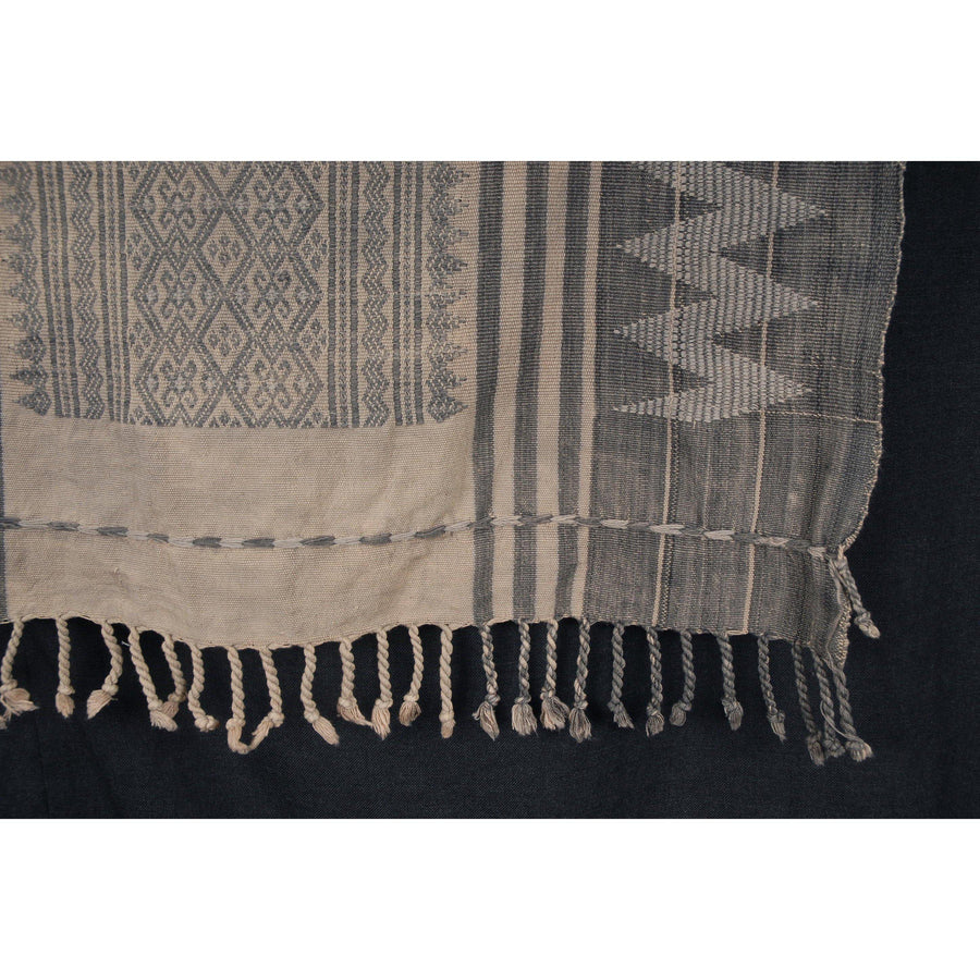 Copy of Naga Hmong boho tribal blanket neutral brown beige gray tan black distressed cotton vintage handwoven tapestry India textile runner fabric ethnic decor VB29b