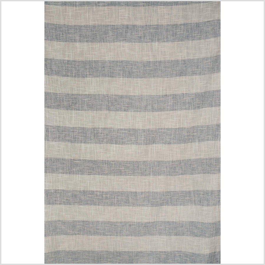 Cotton and linen lightweight fabric, beige and gray with horizontal banding, sold by the yard PHA11
