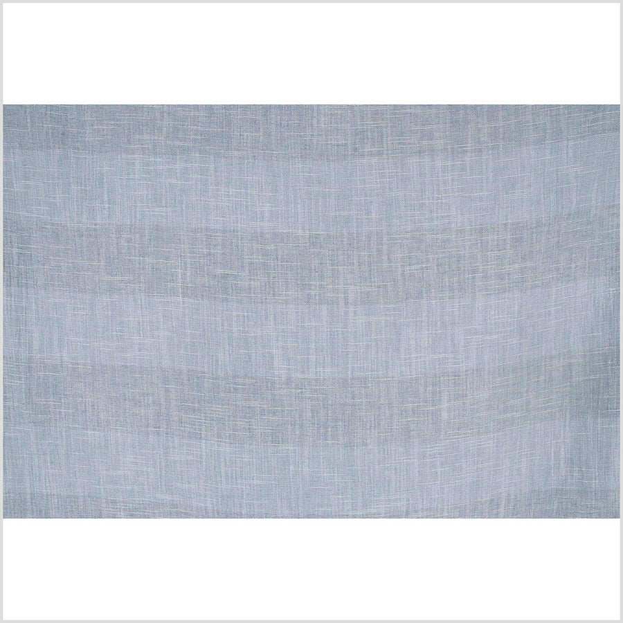 Cotton and linen lightweight fabric, pale blue and gray with horizontal banding, sold by the yard PHA10
