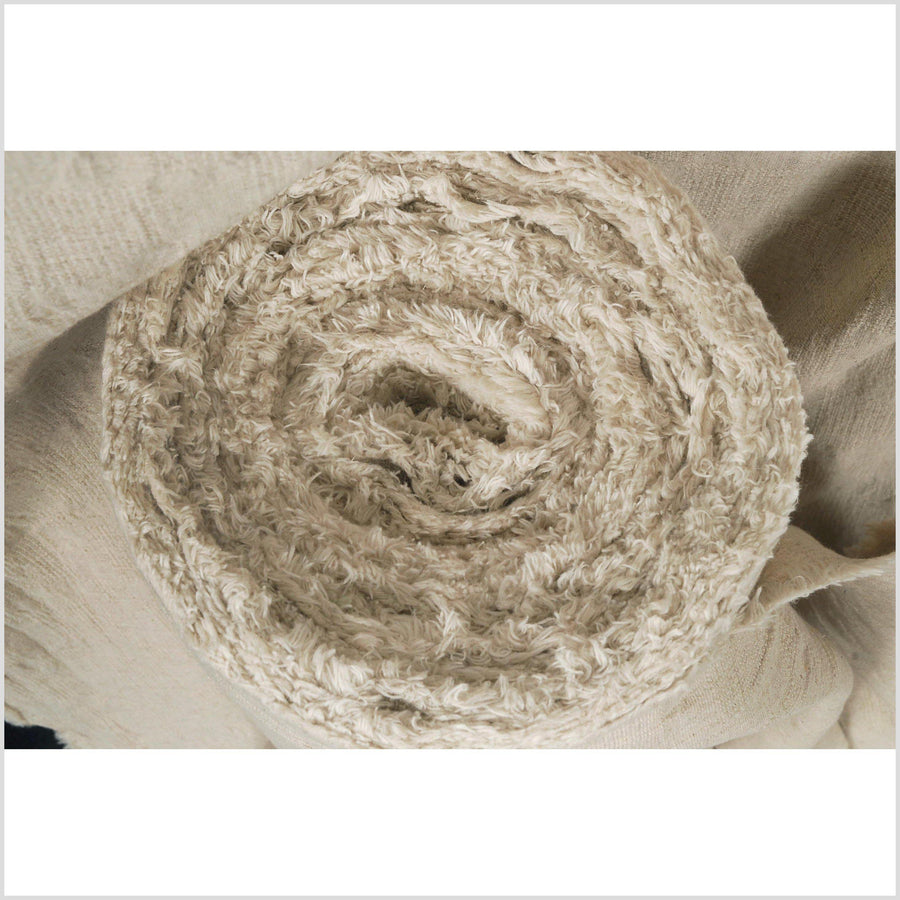 Cotton, linen, ramie neutral unbleached fabric, beige cream pattern fabric, per yard PHA15