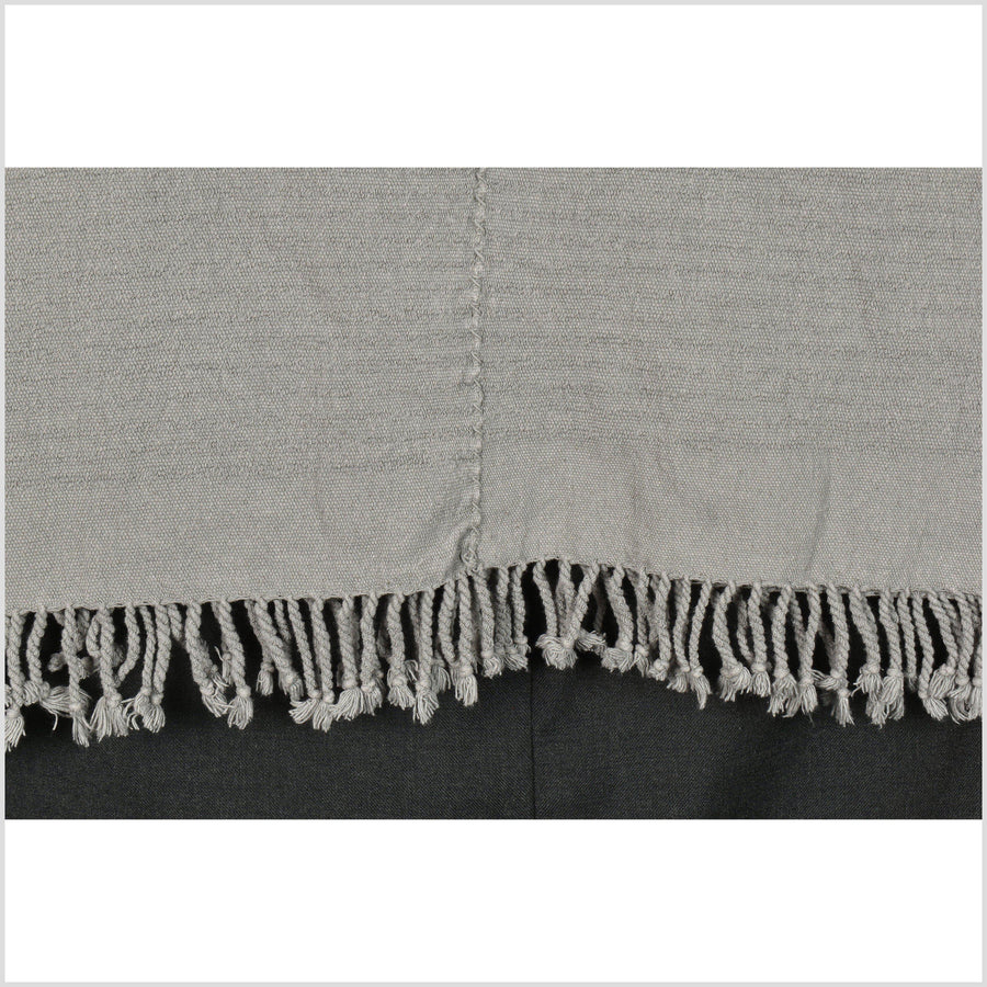 Creamy gray grey handwoven tribal textile, Karen Hmong cotton fabric, Thai bohemian neutral tunic, ethnic decor PO34