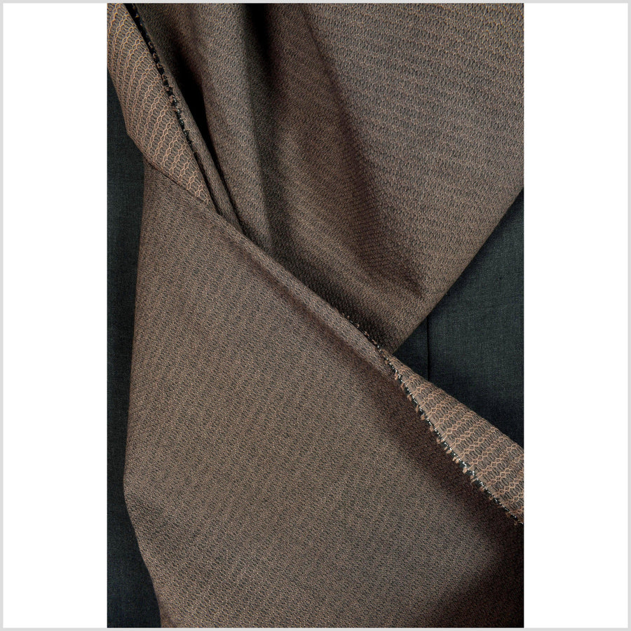 Dark black brown raised stripe stretchy cotton, mesh appearance, soft with great texture and draping Thailand craft supply by yard PHA257
