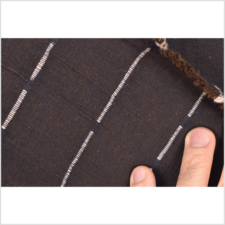 Dark brown and indigo cotton fabric with woven mocha striping, light to medium-weight, plain weave, per yard PHA80