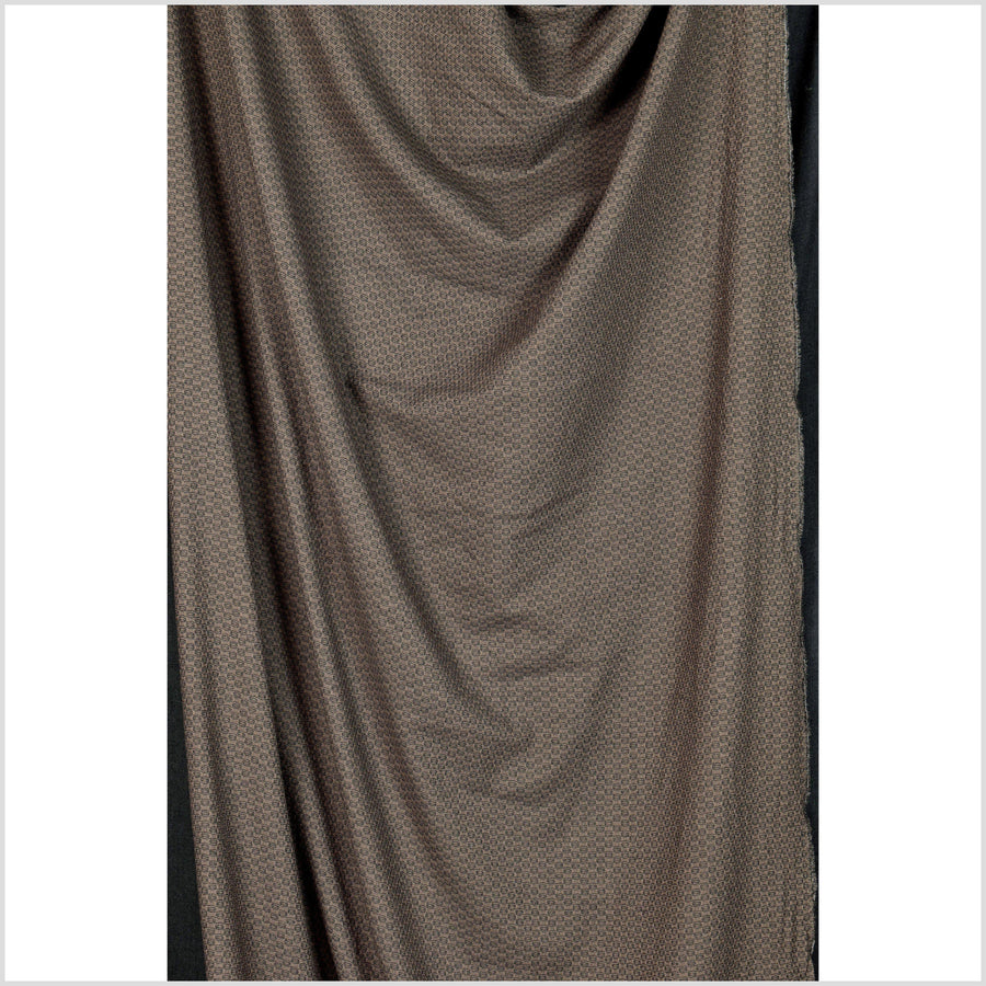 Dark chocolate brown and black, two-ply patterned crepe fabric. Gauzy, soft, lightweight Thailand woven craft by the yard PHA249