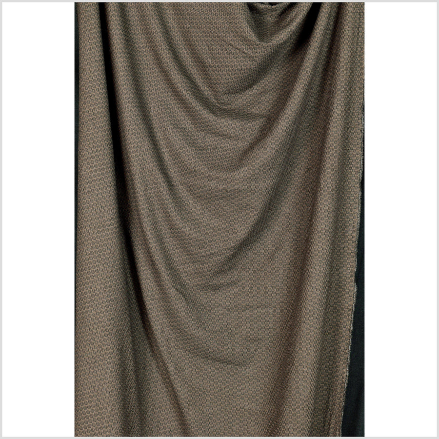 Dark chocolate brown and black, two-ply patterned crepe fabric. Gauzy, soft, lightweight Thailand woven craft by the yard PHA249