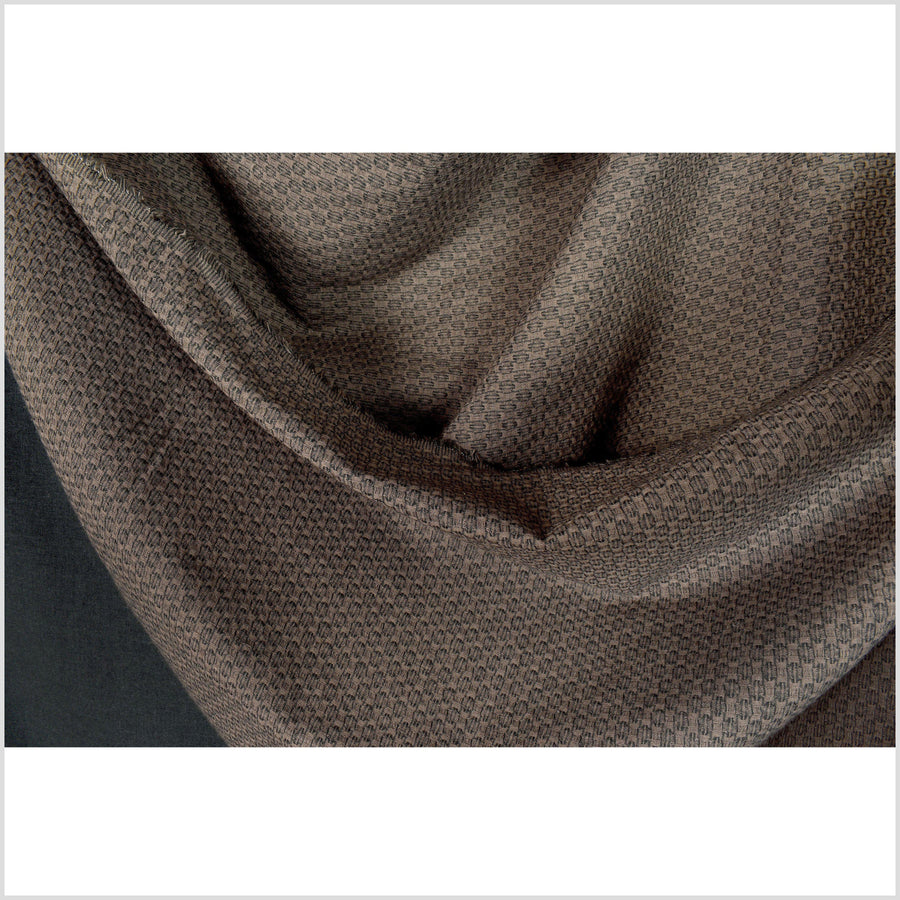 Dark chocolate brown and black, two-ply patterned crepe fabric. Gauzy, soft, lightweight Thailand woven craft by the yard PHA249