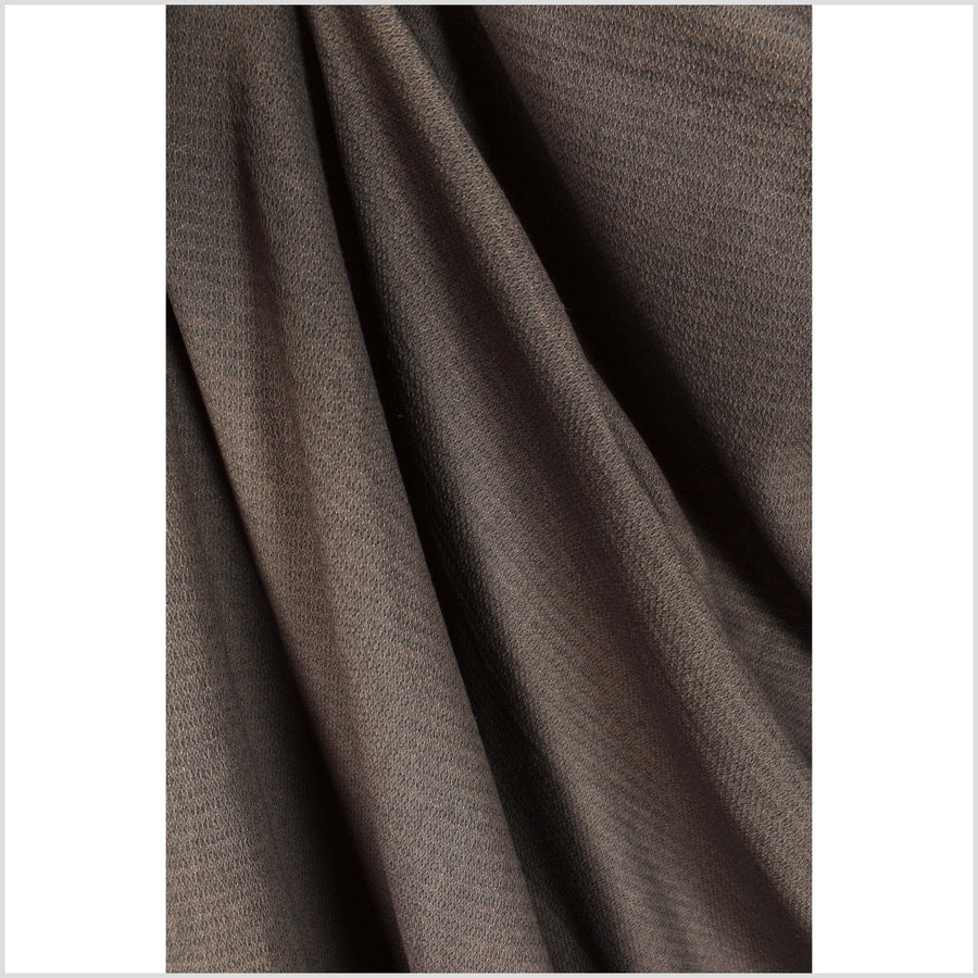 Dark chocolate brown melange stretchy cotton, mesh appearance, stripes, soft with great texture and draping PHA251
