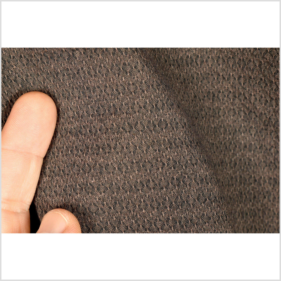 Dark chocolate brown melange stretchy cotton, mesh appearance, stripes, soft with great texture and draping PHA251
