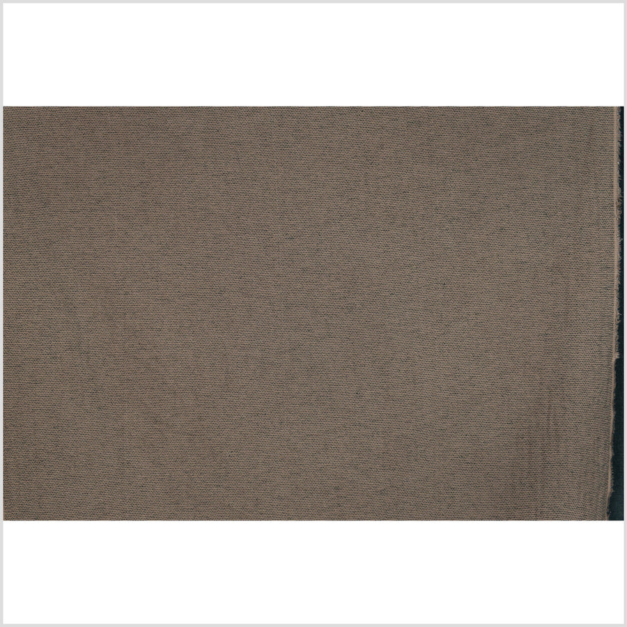 Dark coffee brown with black polka dot and dashes lightweight plain weave cotton fabric, Thailand woven craft sold per yard PHA253