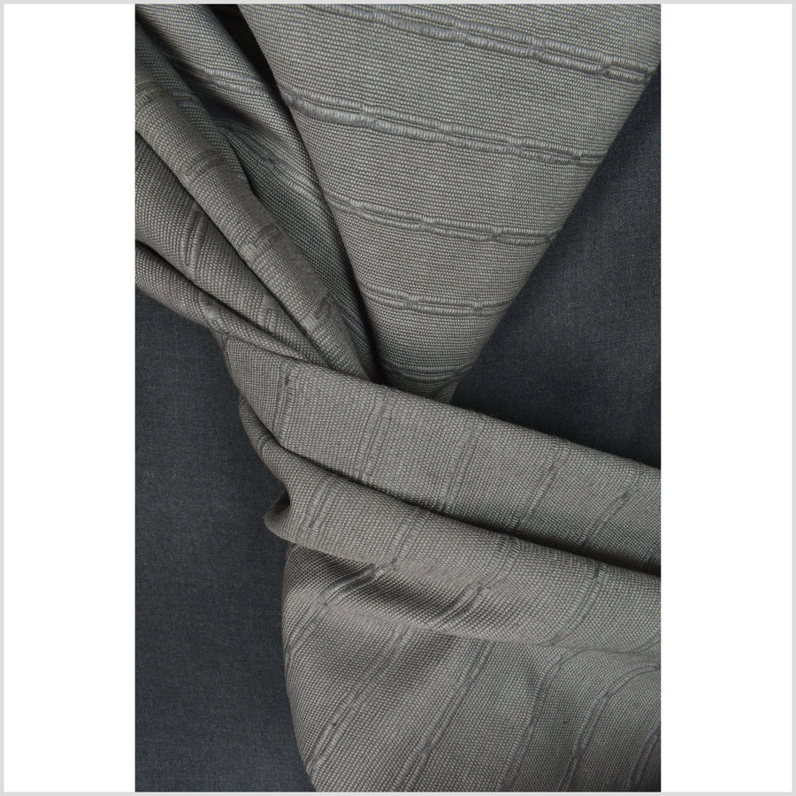 Dark gray, geometric raised texture cotton canvas, handwoven, sturdy medium-weight, pillow supply, Fabric By The Yard PHA205