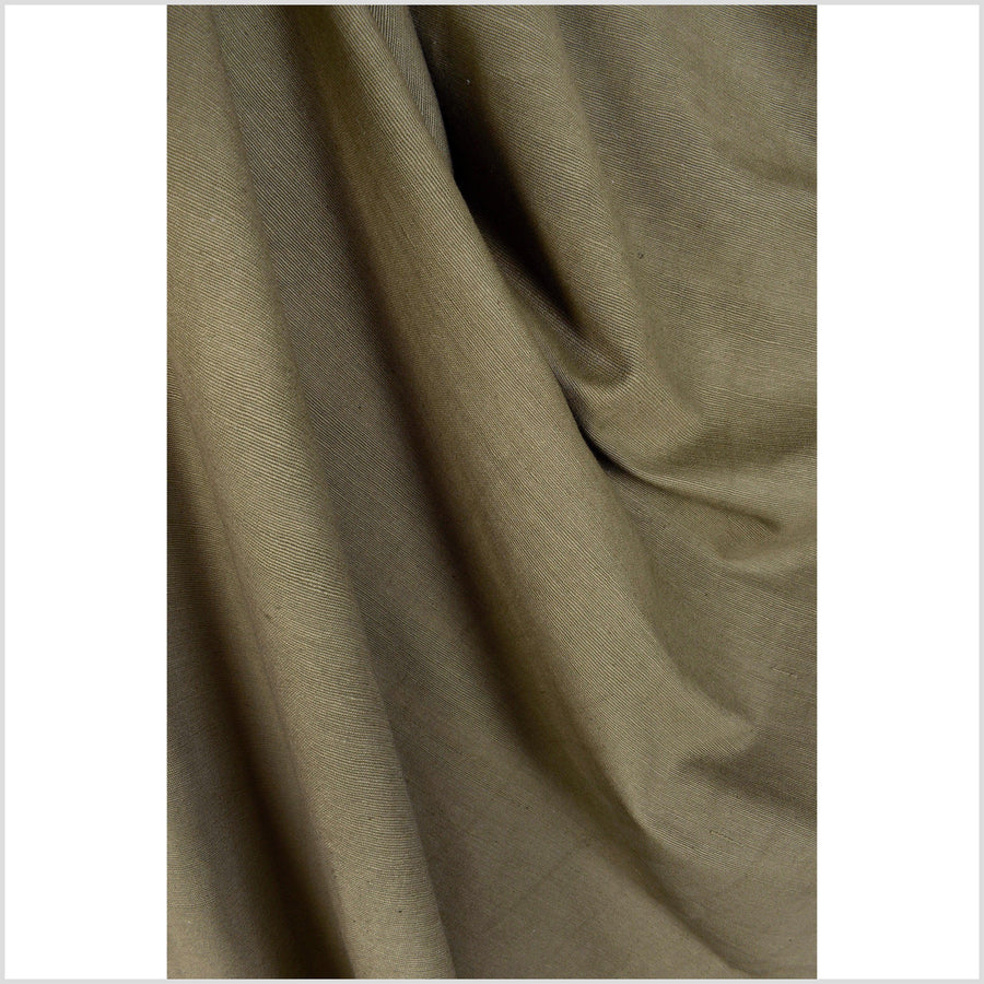 Dark olive green handwoven cotton fabric, lovely corduroy type texture, soft with rustic appeal, pure luxury, sold by the yard PHA264