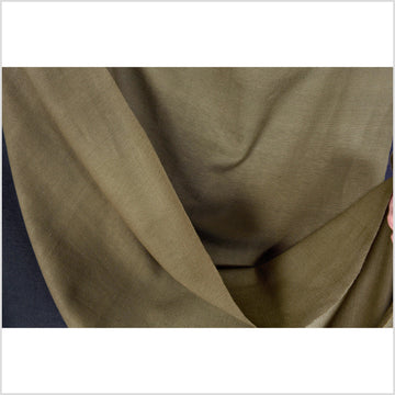 Dark olive green handwoven cotton fabric, lovely corduroy type texture, soft with rustic appeal, pure luxury, sold by the yard PHA264