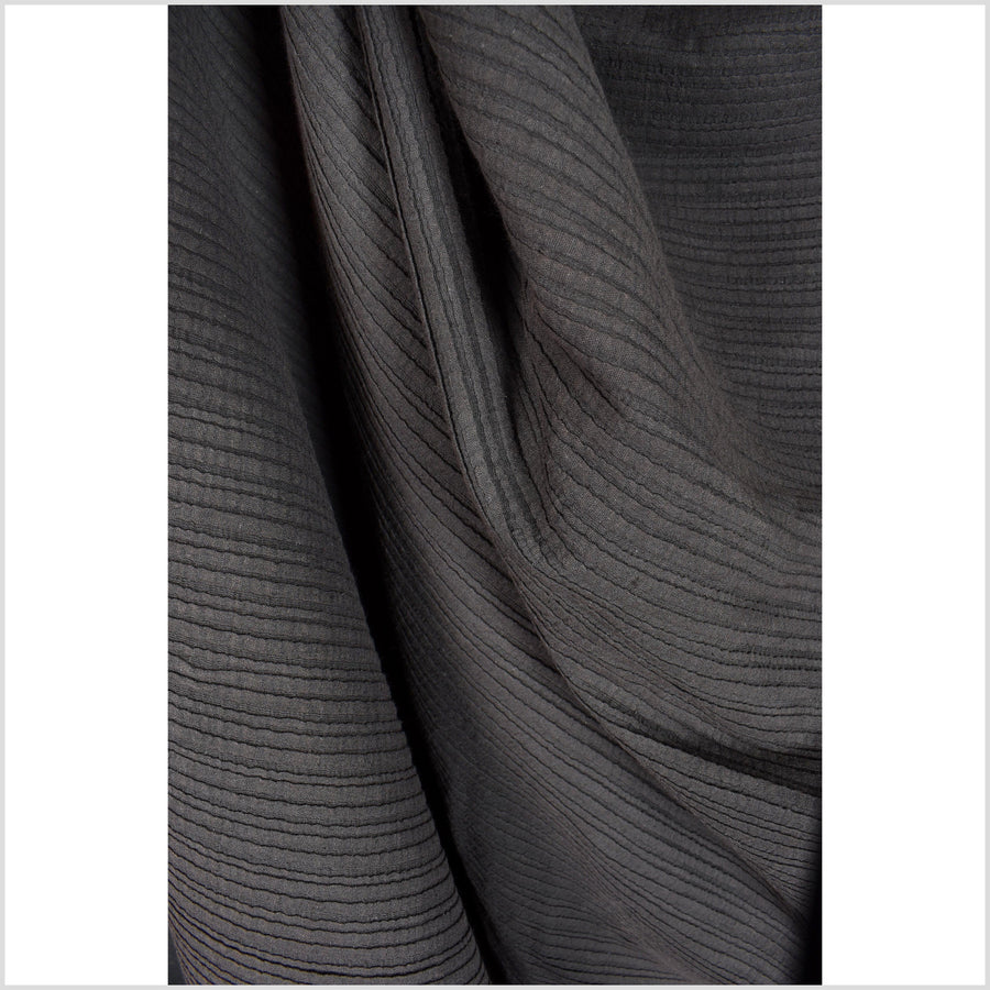Dark smokey brown-black, pleated natural 100% linen quilted fabric, 2- –  Water Air Industry