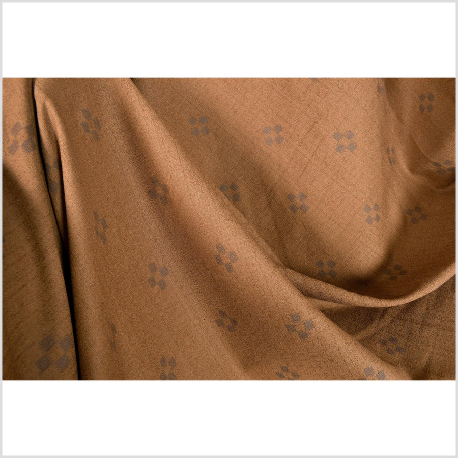 Dark tobacco, warm rust color cotton cloth, textured woven fabric