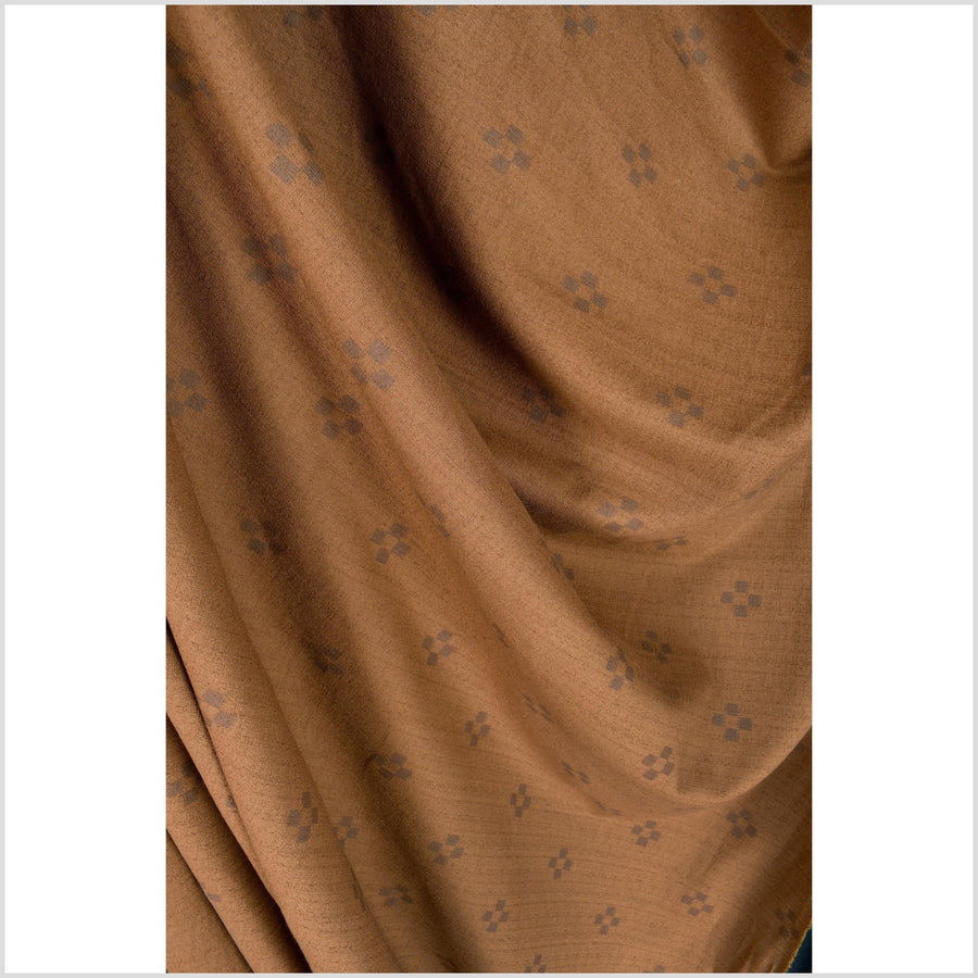 Dark tobacco, warm rust color cotton cloth, textured woven fabric