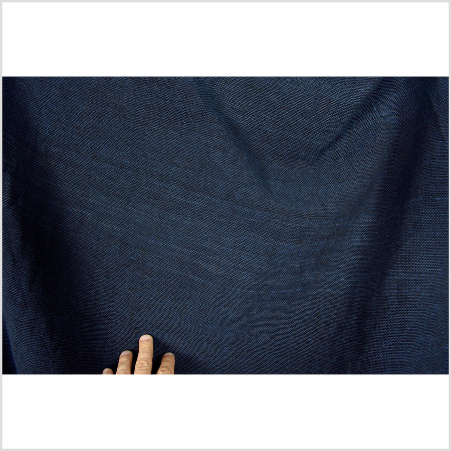 Deep indigo blue-black two tone, thick thread cotton fabric. Handwoven heavy-weight cloth, Thailand craft supply, sold by the yard PHA320