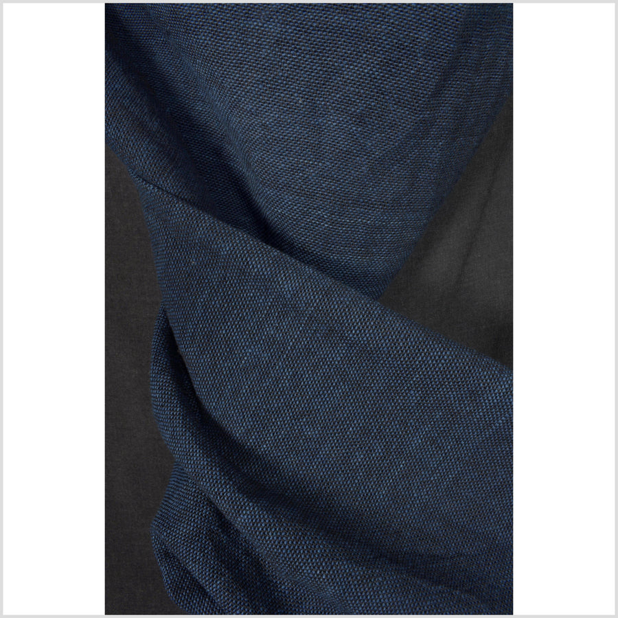 Deep indigo blue-black two tone, thick thread cotton fabric. Handwoven heavy-weight cloth, Thailand craft supply, sold by the yard PHA320