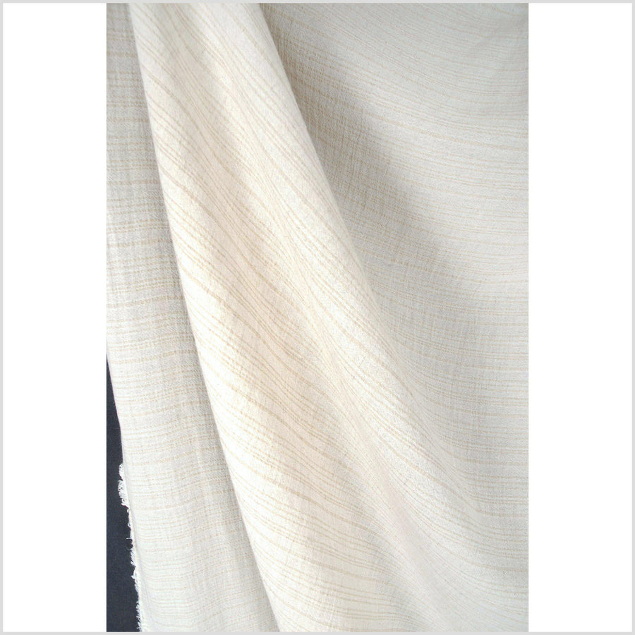 Delicate neutral beige/tan stripe muslin fabric, lightweight crepe material cotton, linen, hemp, and bamboo mix, by the yard PHA34