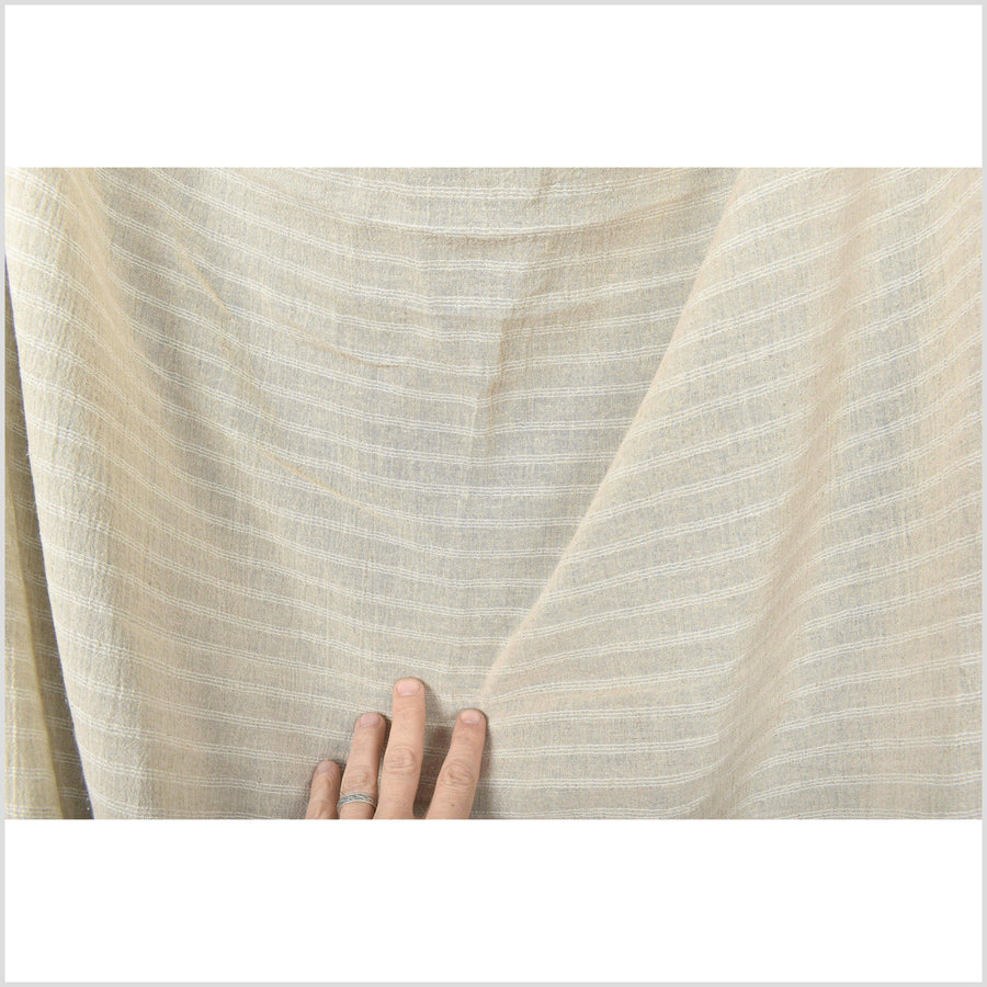 Delicate neutral unbleached beige fabric, lightweight stripe hemp linen bamboo cotton by the yard PHA135