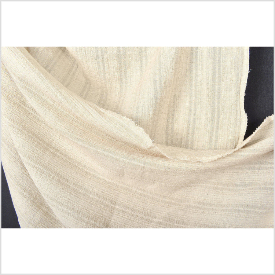 Delicate neutral unbleached beige fabric, lightweight textured linen cotton by the yard PHA134