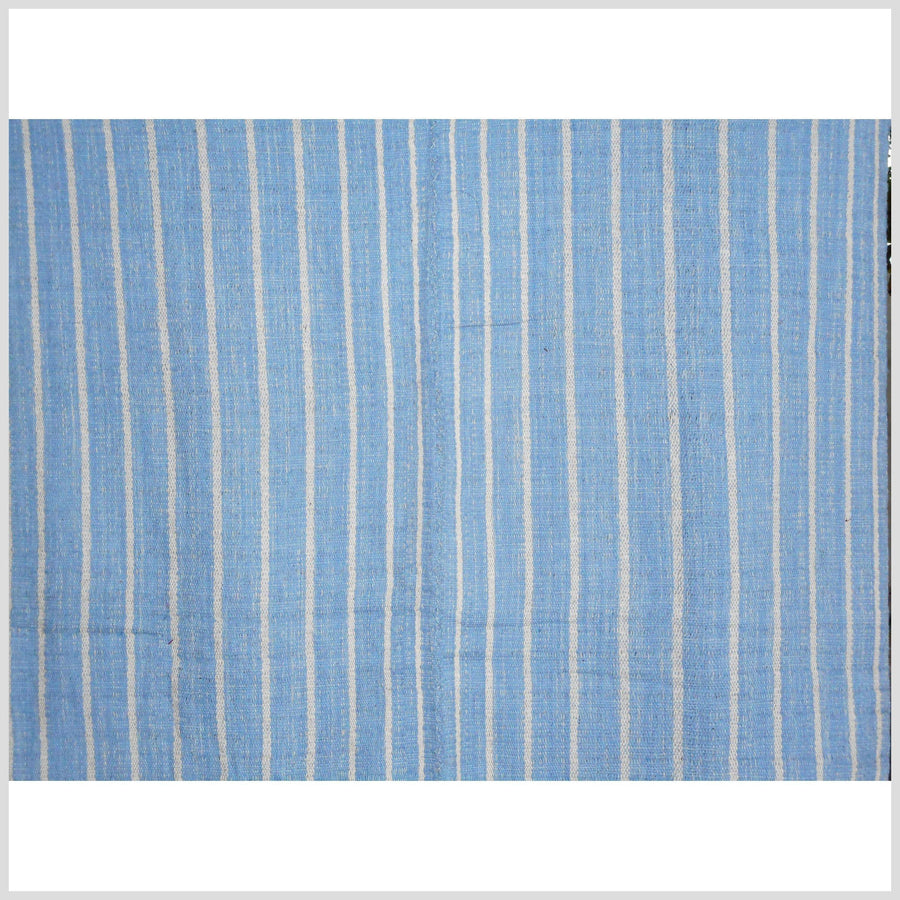 Ethnic cotton shirt tribal tunic Karen handwoven stripe textile white blue natural boho fabric cotton tassel handmade minority cloth CR81