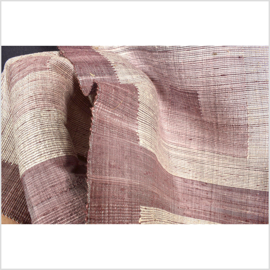 Exquisite handwoven blush pink mauve 100% silk runner, Laos tapestry textile, hand spun throw scarf, natural dye boho ethnic decor RB83