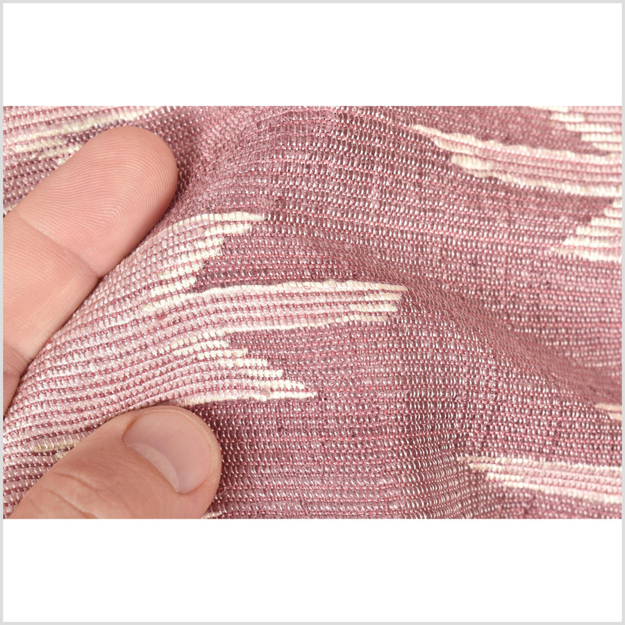 Exquisite handwoven blush pink mauve rose white 100% silk runner, Laos tapestry textile, handspun throw scarf, natural dye ethnic decor RB85