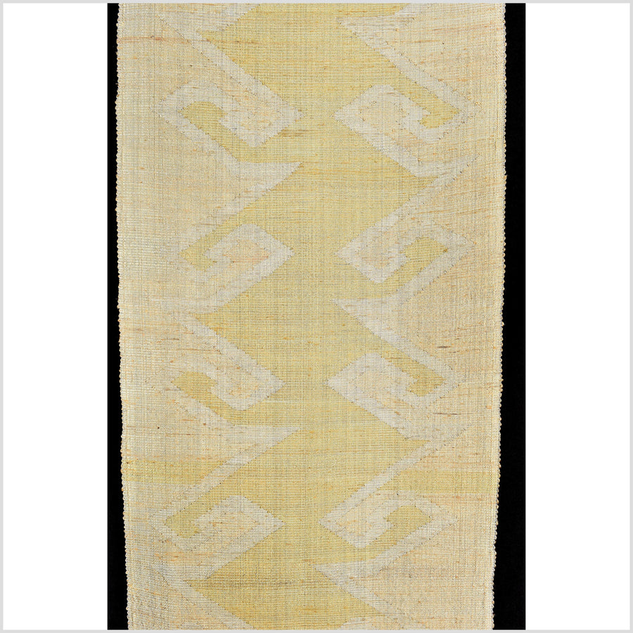 Exquisite handwoven gold yellow gray blush 100% silk runner, Laos tapestry textile, hand spun throw scarf natural dye boho ethnic decor RB78