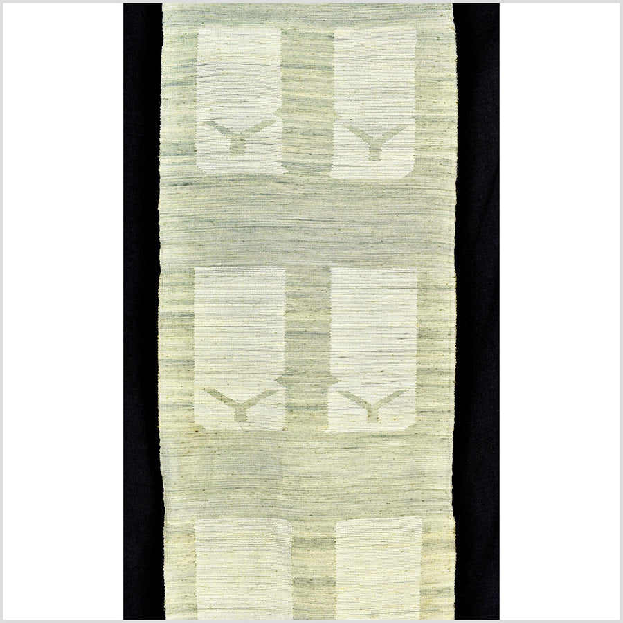 Exquisite handwoven green celery celadon 100% silk runner, Laos tapestry textile, hand spun throw scarf, natural dye boho ethnic decor RB81