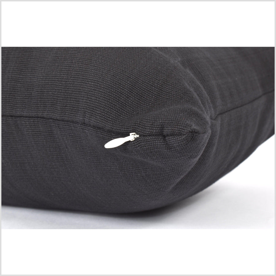 Extra long cotton lumbar pillowcase 14 x 36 inch lumbar cushion cover in beautiful solid super black, double sided PP34