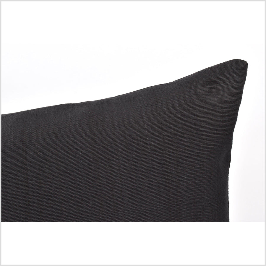 Extra long cotton lumbar pillowcase 14 x 36 inch lumbar cushion cover in beautiful solid super black, double sided PP34