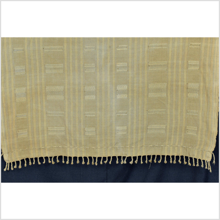 Geometric striped tribal home decor, gold, mocha, brown, ethnic Naga blanket, handwoven cotton throw, boho tapestry, India textile runner PO121