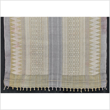 Geometric striped tribal home decor, purple tan red gray ethnic Naga blanket, handwoven cotton throw, boho tapestry, India textile runner PO10