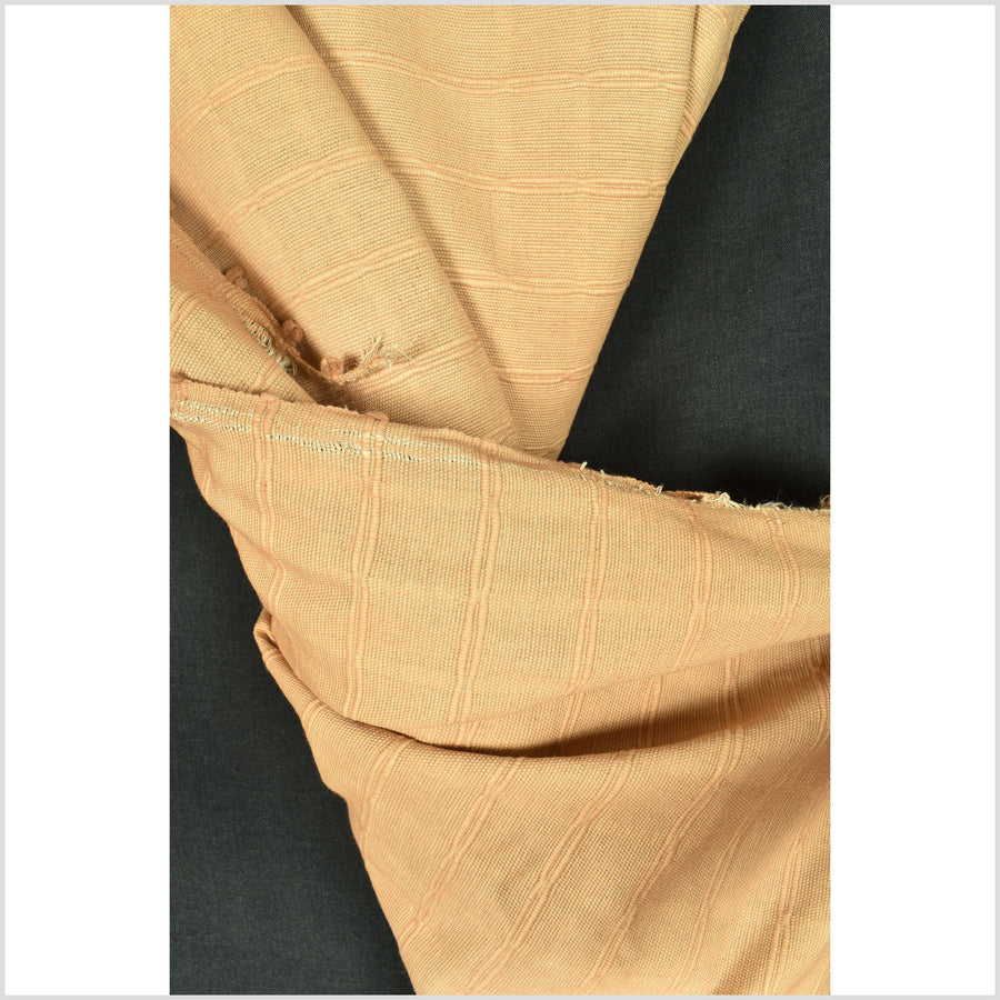 Gold yellow ocher saffron, geometric raised texture cotton canvas, handwoven, sturdy medium-weight Thai loom pillow supply by yard PHA203