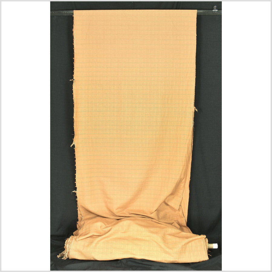 Gold yellow ocher saffron, geometric raised texture cotton canvas, handwoven, sturdy medium-weight Thai loom pillow supply by yard PHA203