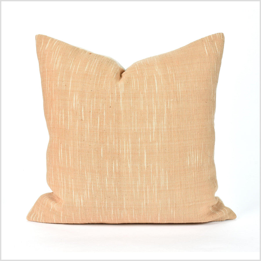 Golden ocher handwoven pillowcase, farmhouse style, rustic super texture organic dyed cotton, Thailand fabric cushion, 15