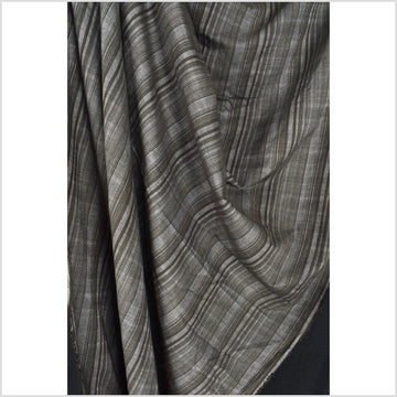 Gray and black stripe, lightweigt muslin, 100% cotton neurtral earth tone fabric, light-weight, per yard PHA97