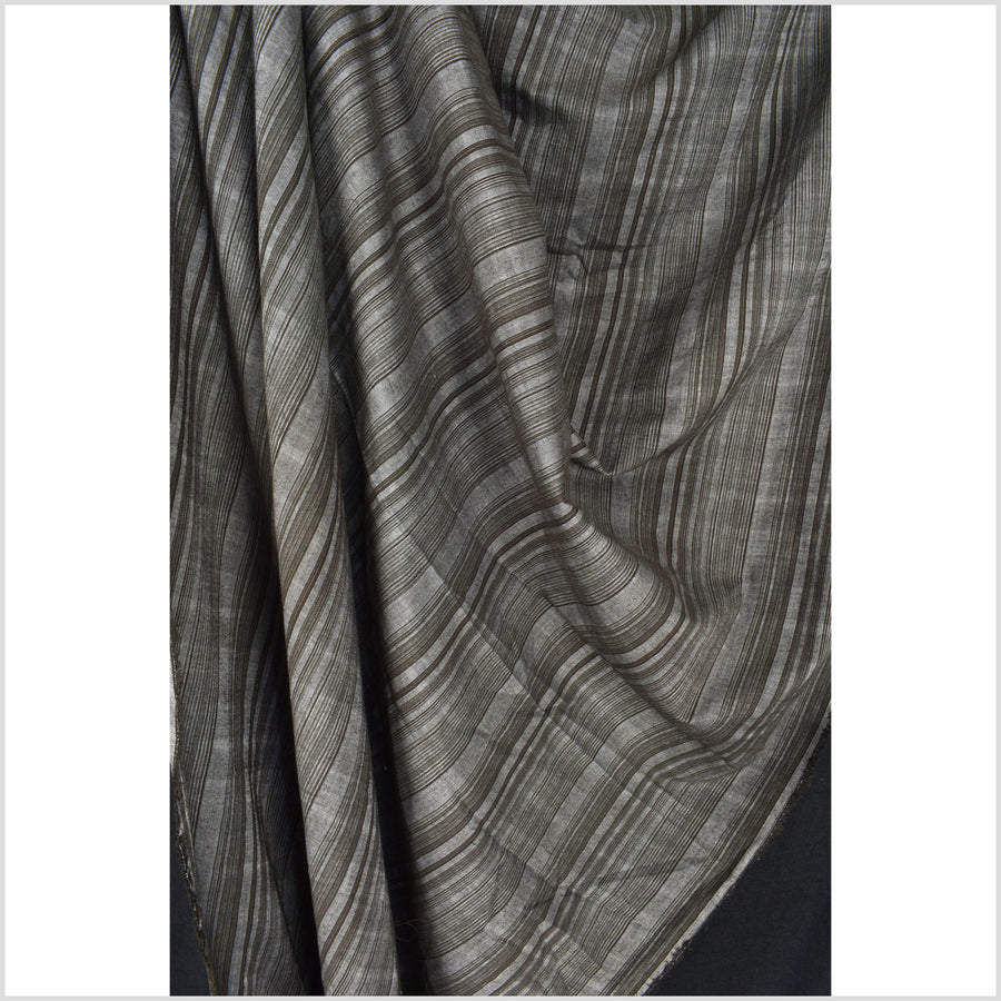 Gray and black stripe, lightweigt muslin, 100% cotton neurtral earth tone fabric, light-weight, per yard PHA97