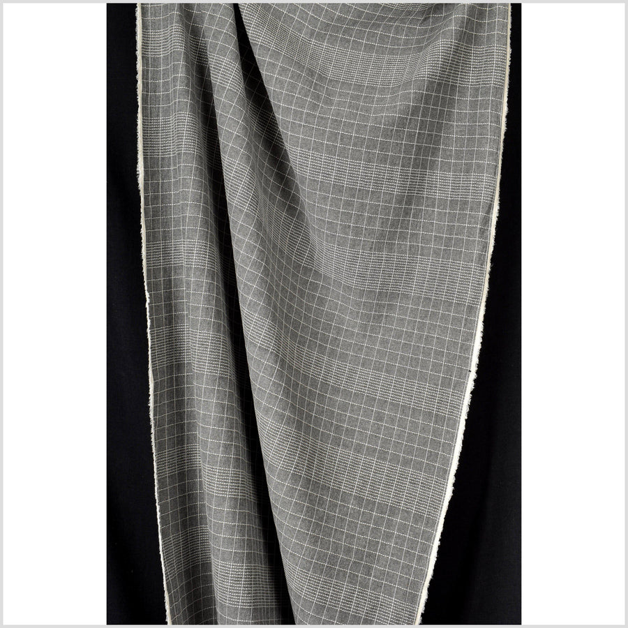 Gray and white with white geometric stitching, cross-hatch pattern, two-sided, by the yard PHA119-10