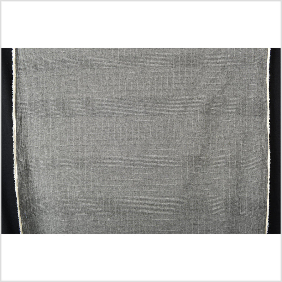 Gray and white with white geometric stitching, cross-hatch pattern, two-sided, by the yard PHA119