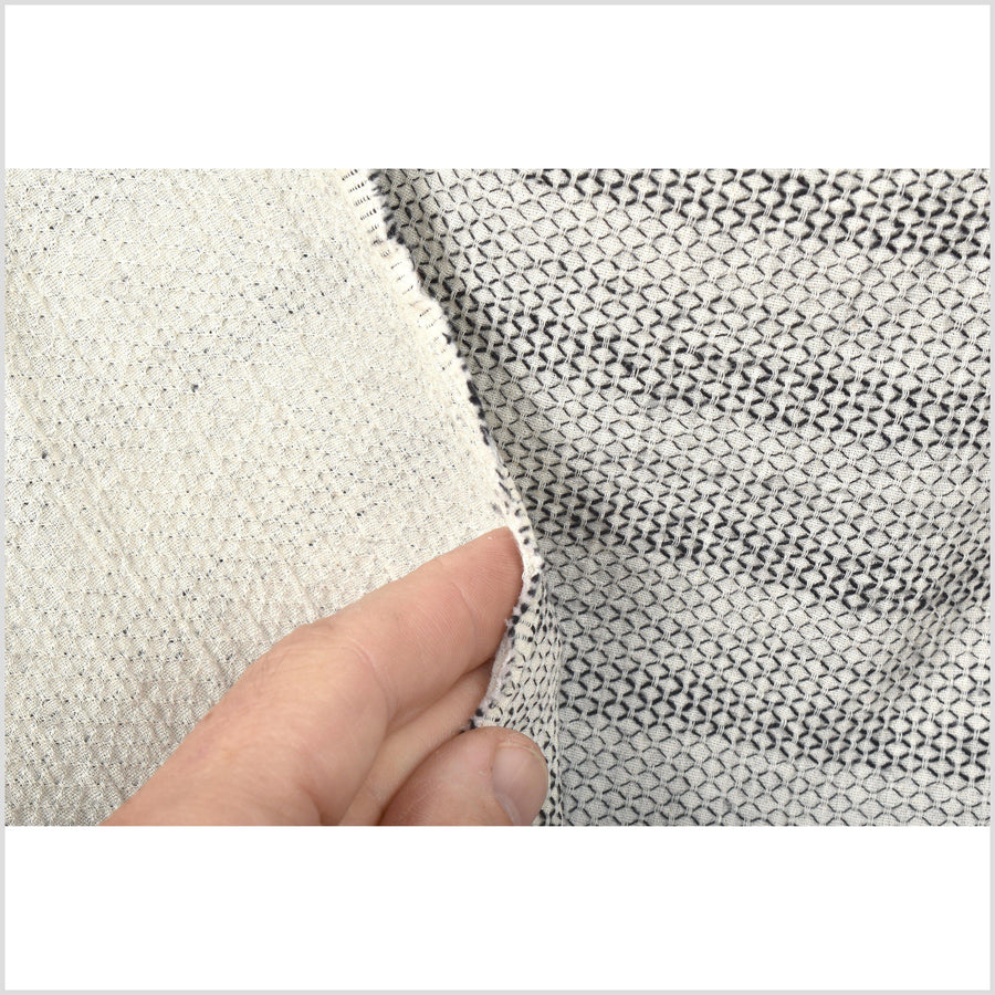 Gray, black, and off white two-ply chain link/stripe pattern crepe fabric. Gauzy lightweight by the yard PHA124