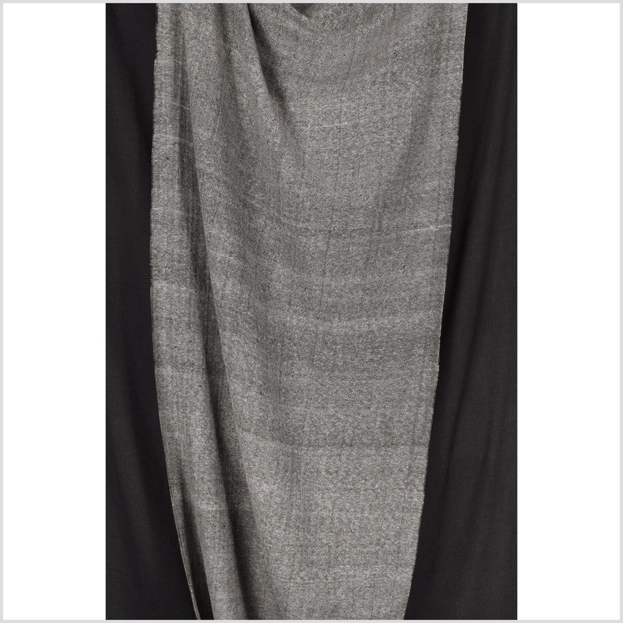 Gray black melange fabric, handwoven, organic dye, 100% cotton, medium-weight, fabric per yard PHA142