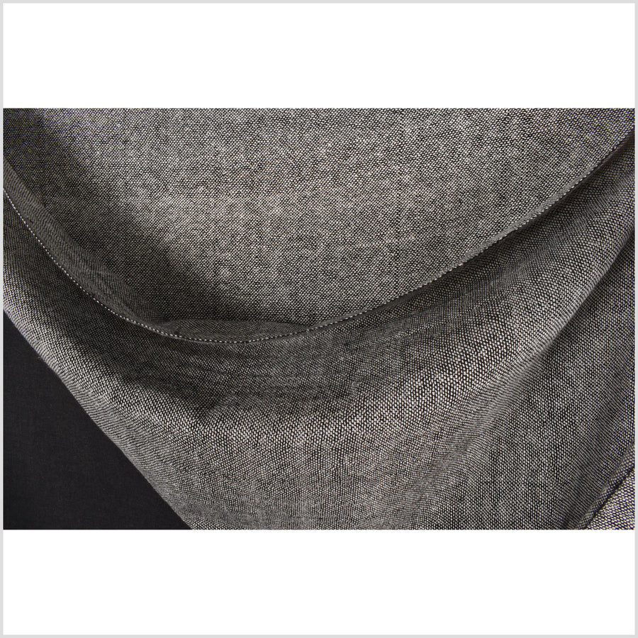 Gray black melange fabric, handwoven, organic dye, 100% cotton, medium-weight, fabric per yard PHA142