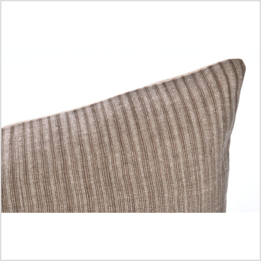 Gray brown, neutral organic dye cushion, tribal ethnic pillow, Hmong hilltribe 22 inch lumbar, handwoven cotton, PP87