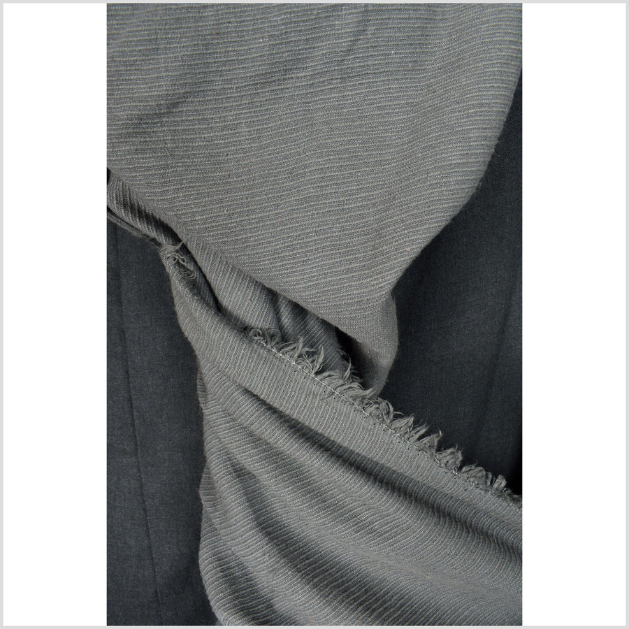 Gray, hemp and linen fabric. Neutral color with a ribbed, ridged texture and great hand feel. Luxurious PHA206
