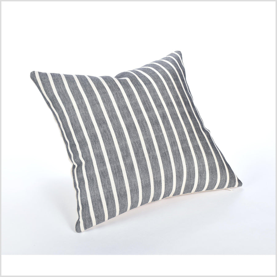 Gray off-white striped pillow, modern home decor cushion, handwoven cotton pillowcase, minimalist farmhouse style QQ15