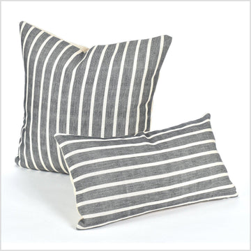 Gray off-white striped pillow, modern home decor cushion, handwoven cotton pillowcase, minimalist farmhouse style QQ15