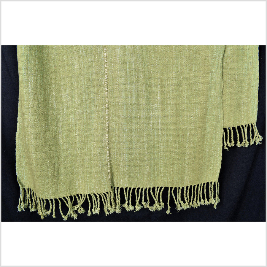 Green apple, handwoven Hmong tribal runner, textured ethnic hill tribe fabric, boho minimalist home decor table textile RN37